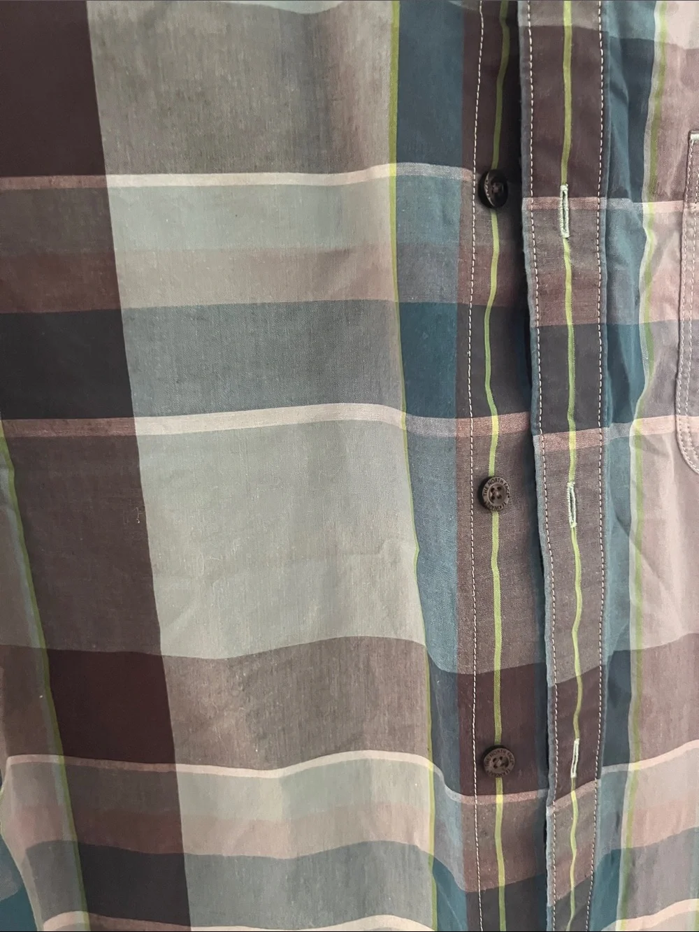 The North Face Men's Short Sleeve Plaid Button-Down Shirt - Teal & Gray